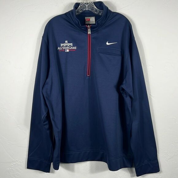 ⚾️Vintage Y2K NEW YORK YANKEES NIKE MLB All-Star Game 2008 Half Zip Pullover 2XL - Picture 2 of 10
